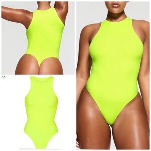 Skims Fits Everybody High Neck Tank Bodysuit in Green Highlighter NWT